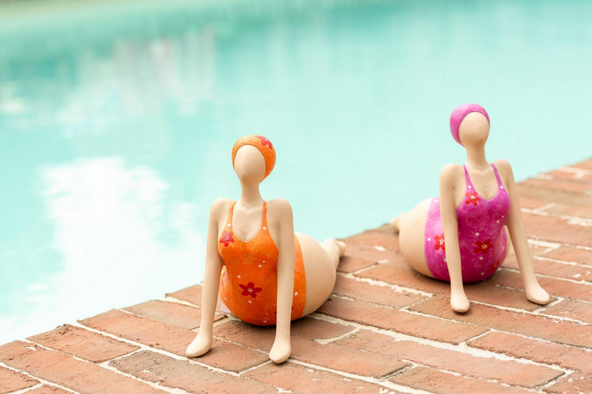 FIGUR YOGA LIEGEND - Polyresin - Multi - 2er Set - Multicolor, Glas/Naturmaterialien (10.5/17/32.3cm) - J-Line