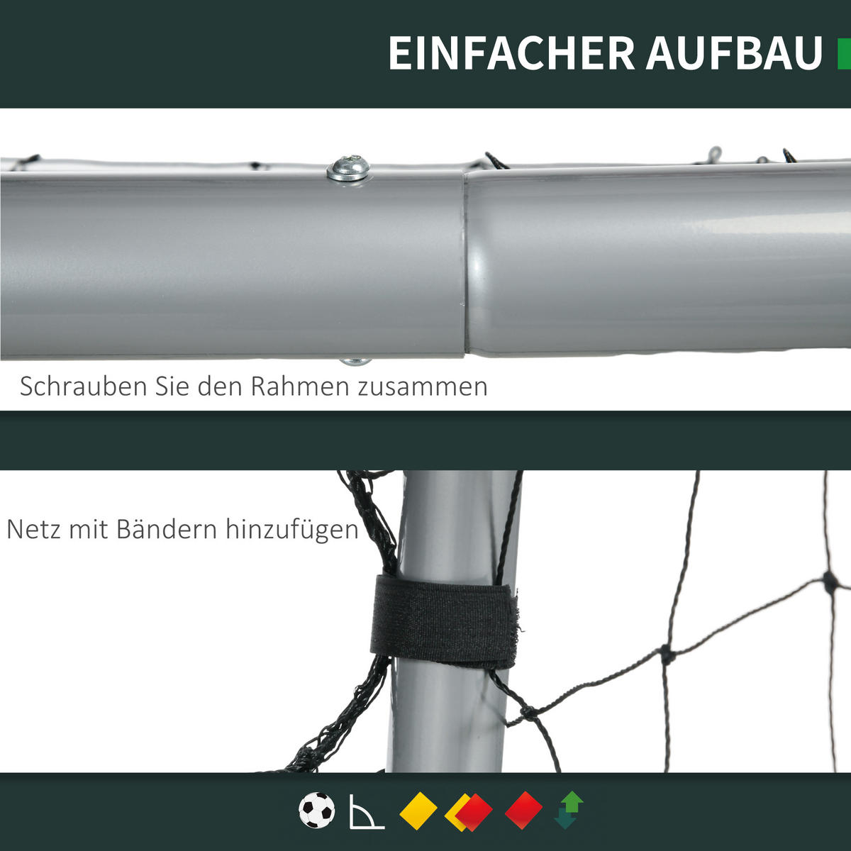 FUSSBALLTOR DE-10569 300x200 cm, wetterfest Schwarz - Grau, Metall (120/300cm) - ComfortXL