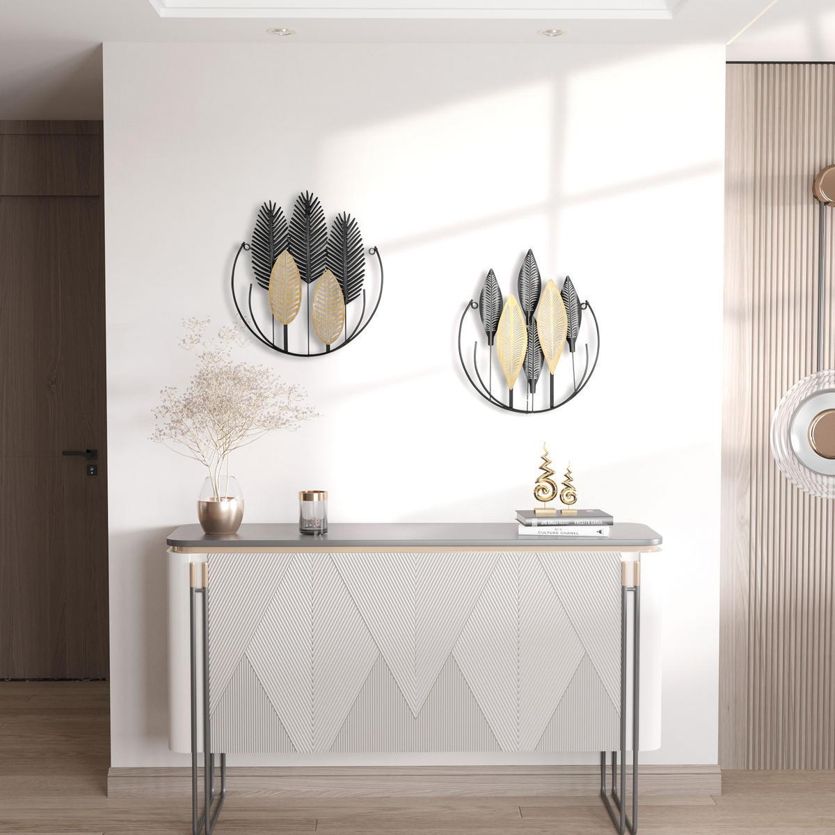 WANDDEKORATION, Eisen, Schwarz+Natur - Multicolor, Metall (3/46/40cm) - HOMCOM