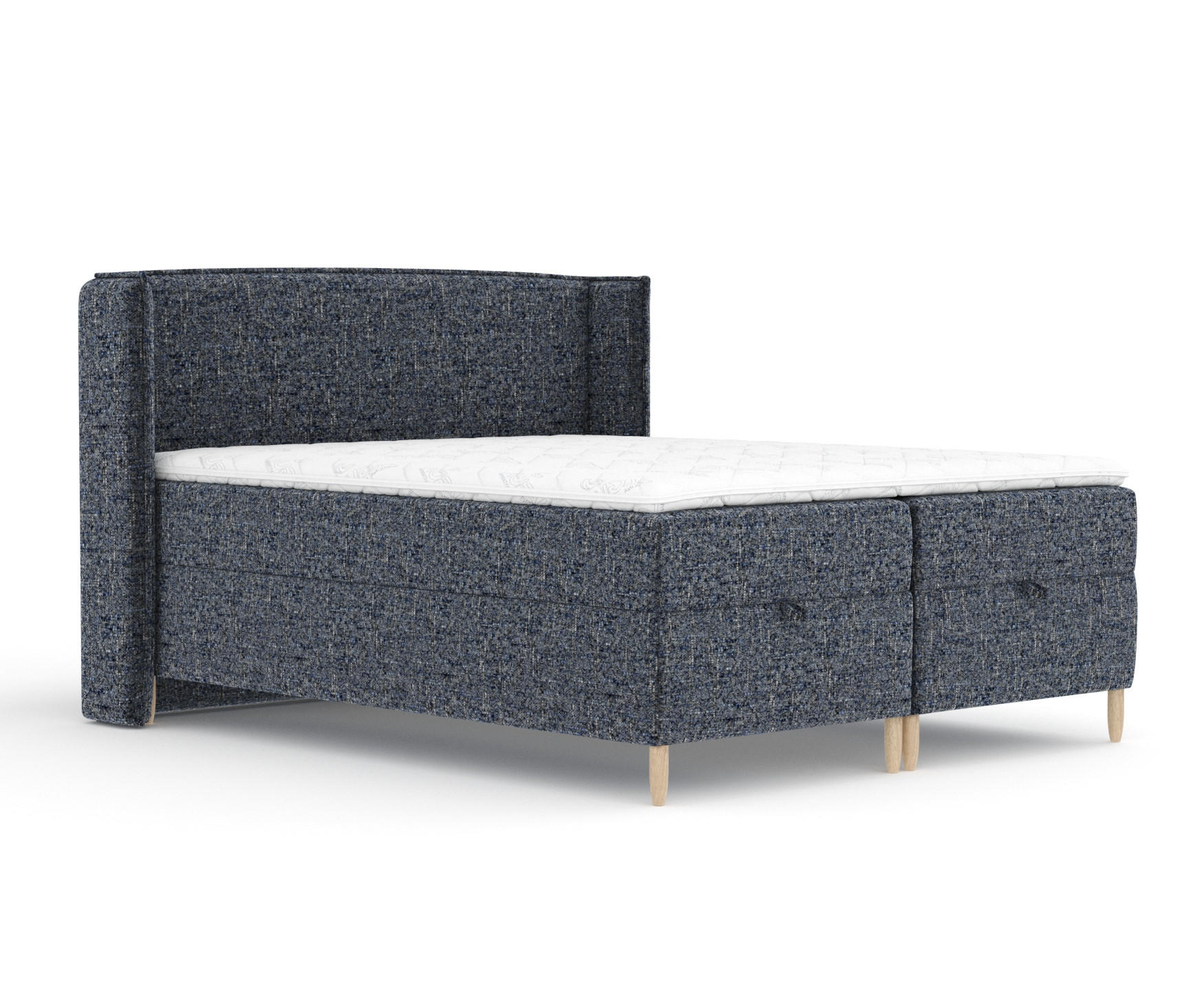 BOXBETT Monpelli Marineblau 140/200 cm im Webstoff - Naturfarben/Dunkelblau, Holz/Holzwerkstoff (140/200cm) - Maison de Reve
