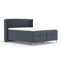 BOXBETT Monpelli Marineblau 140/200 cm im Webstoff - Naturfarben/Dunkelblau, Holz/Holzwerkstoff (140/200cm) - Maison de Reve