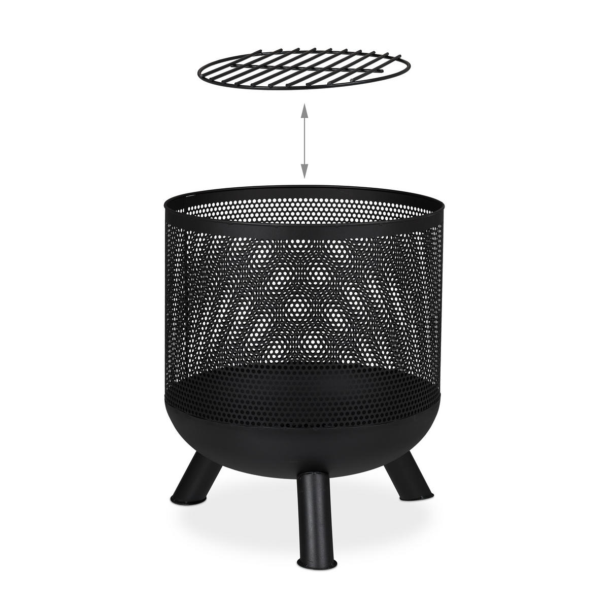FEUERKORB - Schwarz, Metall (44/53/44cm) - Relaxdays
