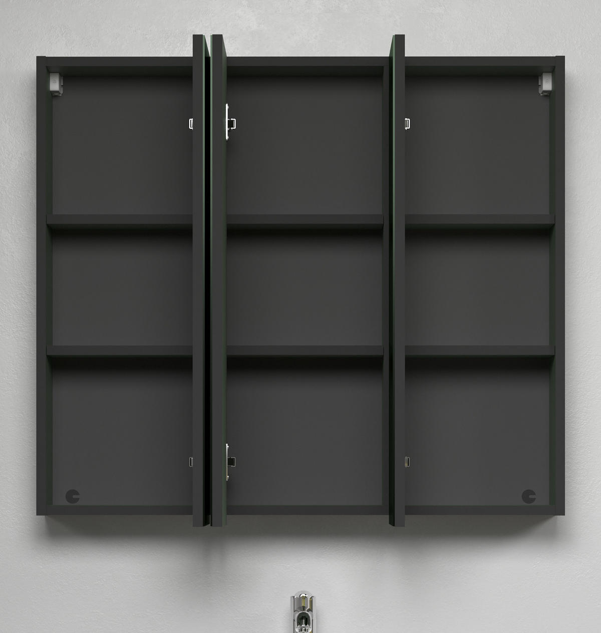 SPIEGELSCHRANK grün 90 cm, Badschrank 3-türig - Klar/Grün, Glas/Holzwerkstoff (90/80/20cm) - Top.Furn