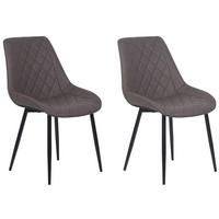 ÉTKEZŐSZÉK 2 darabos Szett Műbőr Sötétbarna Maribel - barna, textil/fém (51/82/59cm) - Beliani