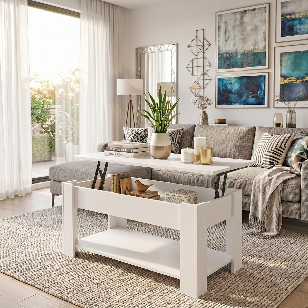 COUCHTISCH UTAH / 100x50cm - Weiß - Weiß, Holzwerkstoff (104/62/74cm) - Weber Industries