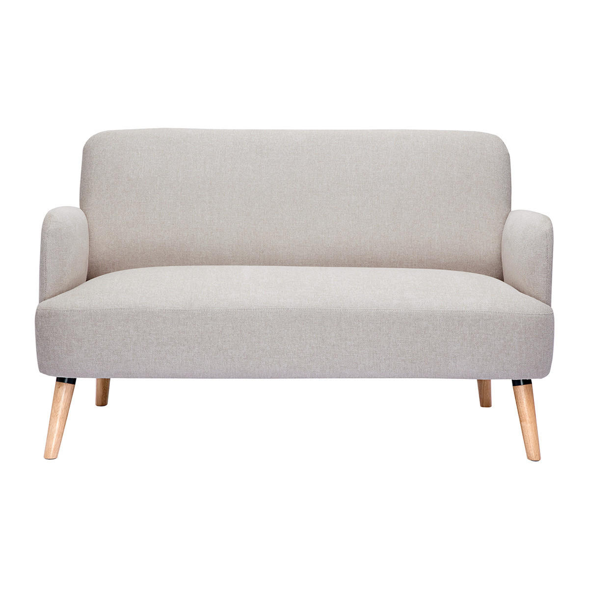 SOFA 2-Sitzer Beiger Stoff Samteffekt Helles Holz ISKO - Beige, Textil (131/81/76.5cm) - Miliboo
