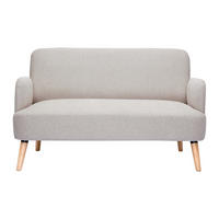 SOFA 2-Sitzer Beiger Stoff Samteffekt Helles Holz ISKO - Beige, Textil (131/81/76.5cm) - Miliboo
