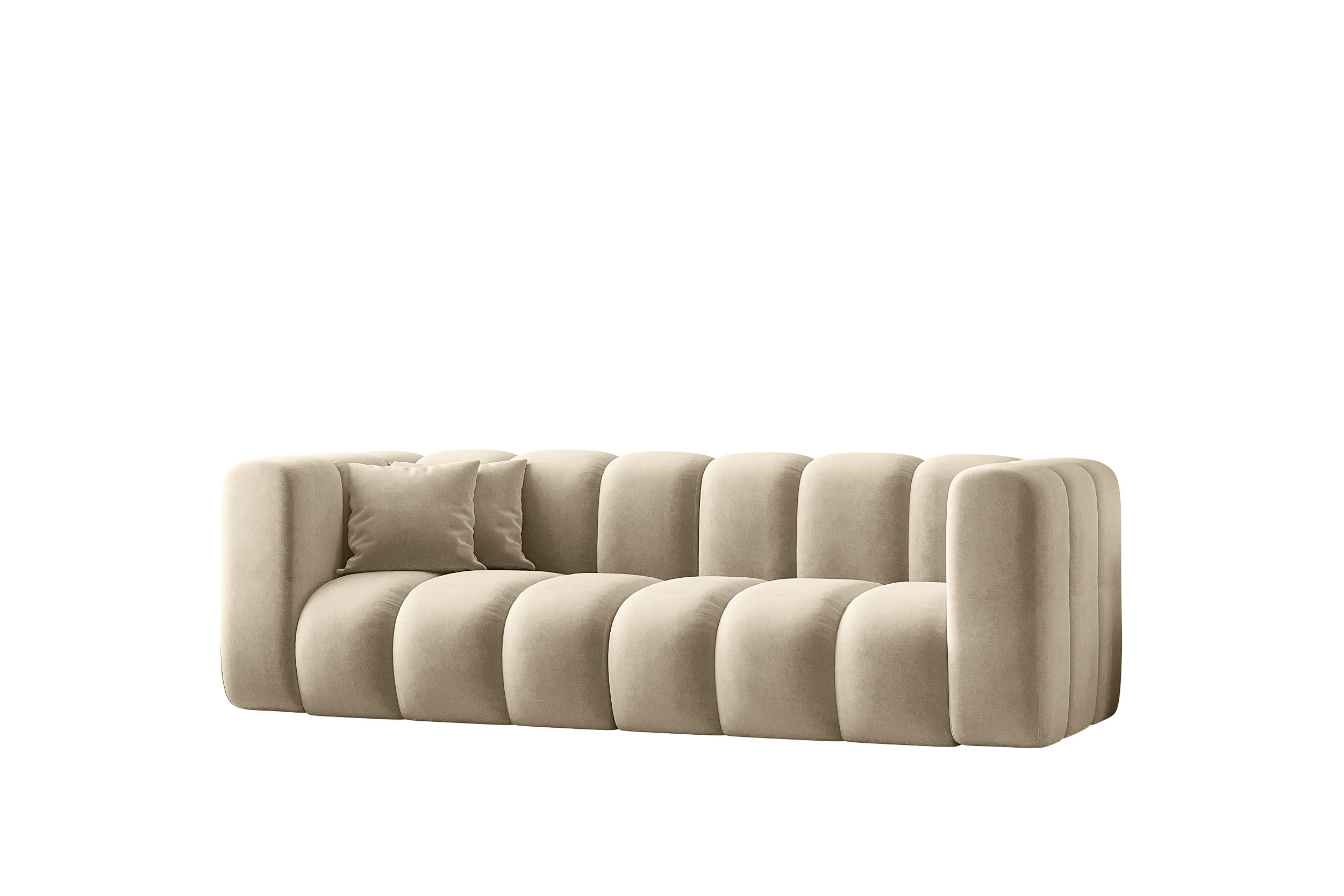 COUCH Dreisitzer-Sofa Grand Modular Stoff Salvador Hellbeige - Creme, Holz (230/70/91cm) - Kaiser Möbel