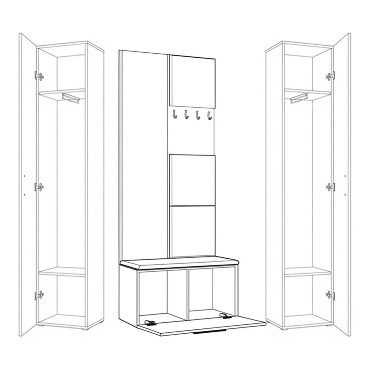 GARDEROBENSCHRANK MODULO 160,6/204/40 cm Modern Garderobe-Set Grau - Grau, Holzwerkstoff (160.6/204/40cm) - MASSENO