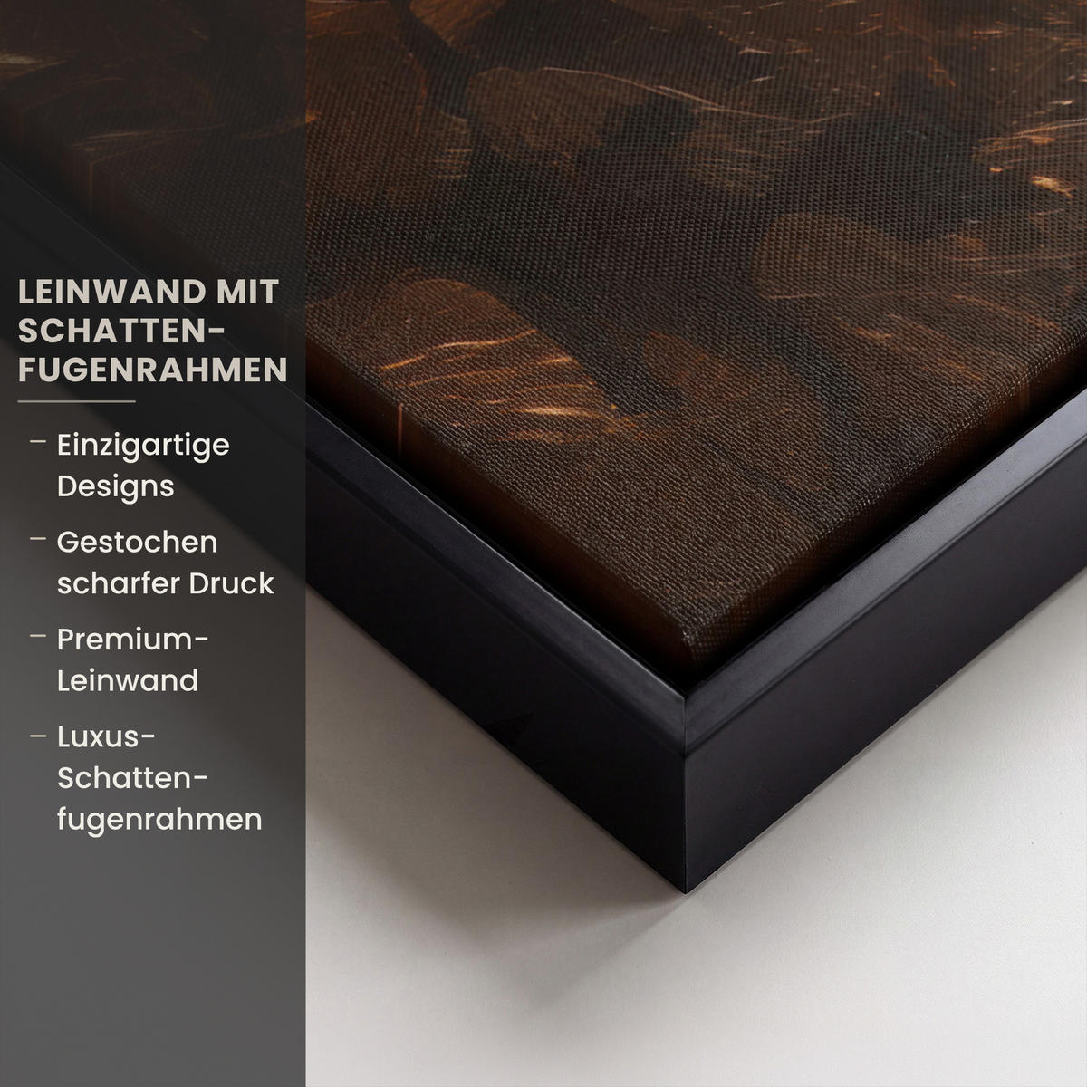 LEINWAND Bilder mit Rahmen - Gesicht - Dame - Blätter - Pinselstriche - 70x50 - Goldfarben, Textil (70/50cm) - MuchoWow