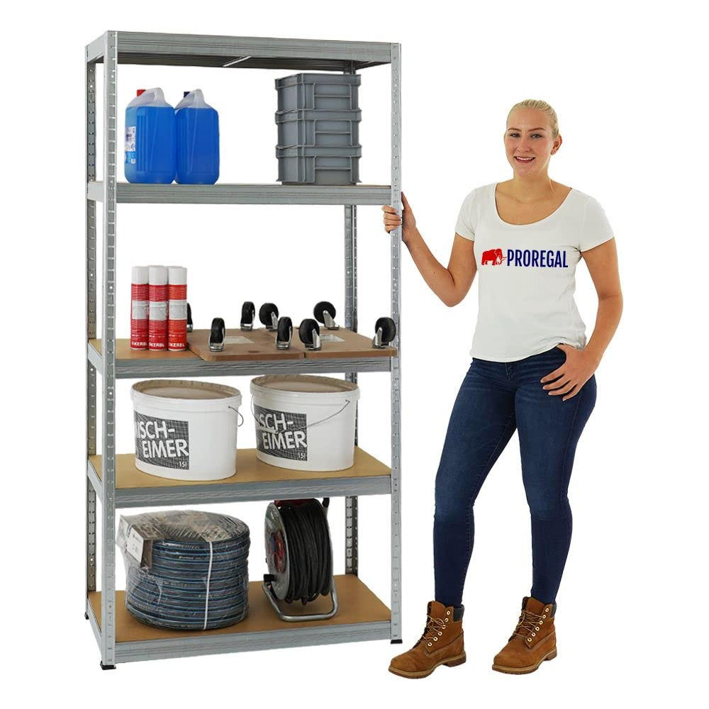 SCHWERLASTREGAL Slim Elephant S 180x90x45 cm 5 Ebenen Fachlast 350 kg Verzinkt - Silberfarben, Metall (90/180/45cm) - PROREGAL