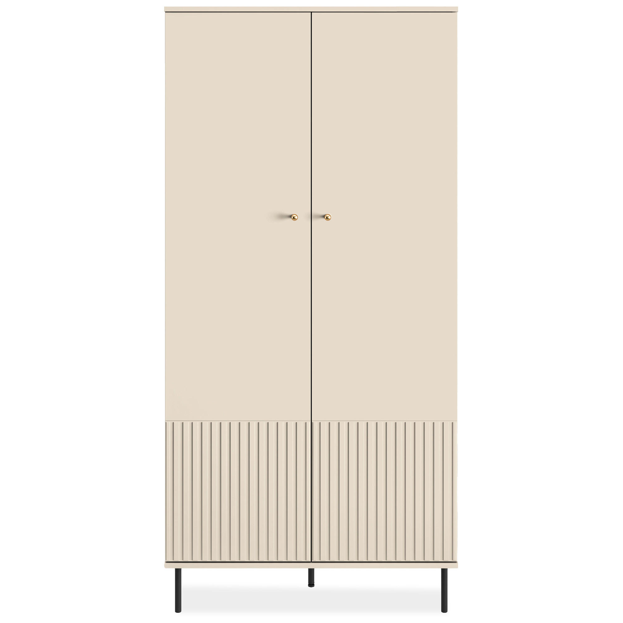 KLEIDERSCHRANK DROMA mit Stange, Creme - Creme, Holz (92/190/53cm) - KONSIMO®