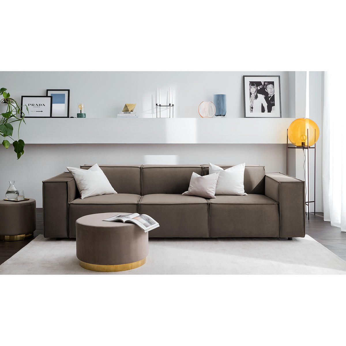 3-SITZER SOFA - Taupe, Textil (260/70/96cm) - home24