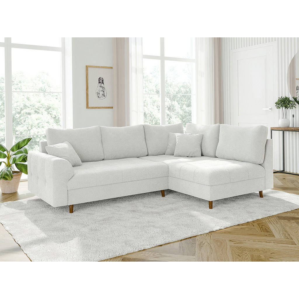Thumbnail - S-Style Möbel Ecksofa, Weiß, Textil, Echtholz, Teilmassiv,Buche, Birke, 4-Sitzer, Füllung: Polyetherschaumkern, L-Form, ...