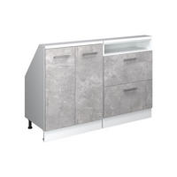 KUCHYŇSKÁ SKŘÍŇKA POD ŠIKMOU STŘECHU R-Line Beton/bílá - bílá/šedá, kompozitní dřevo (120/81.6/46cm) - Vicco