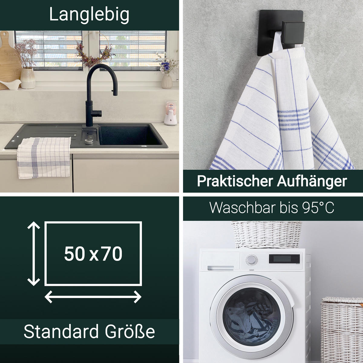GESCHIRRTÜCHER, 10er-Set, 50x70 cm, 100% Baumwolle, Blau - Blau, Textil (50/70cm) - Zollner