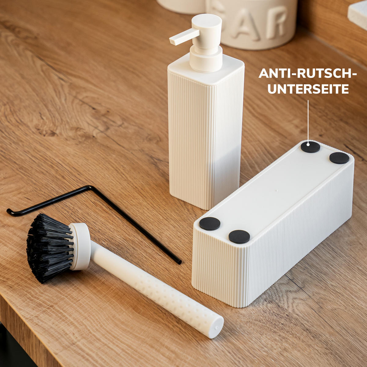 SPÜLBECKEN-SET, beige, Kunststoff - Beige, Kunststoff (20.5/21/7cm) - eluno