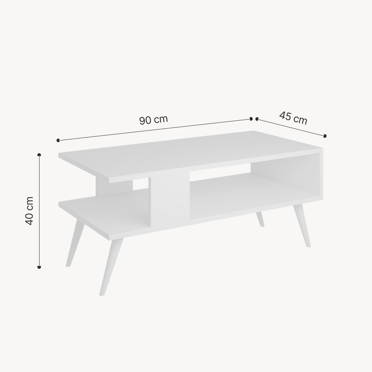 COUCHTISCH Lycksele 90/45/40 - Weiß, Holzwerkstoff/Kunststoff (45/90/40cm) - [en.casa]
