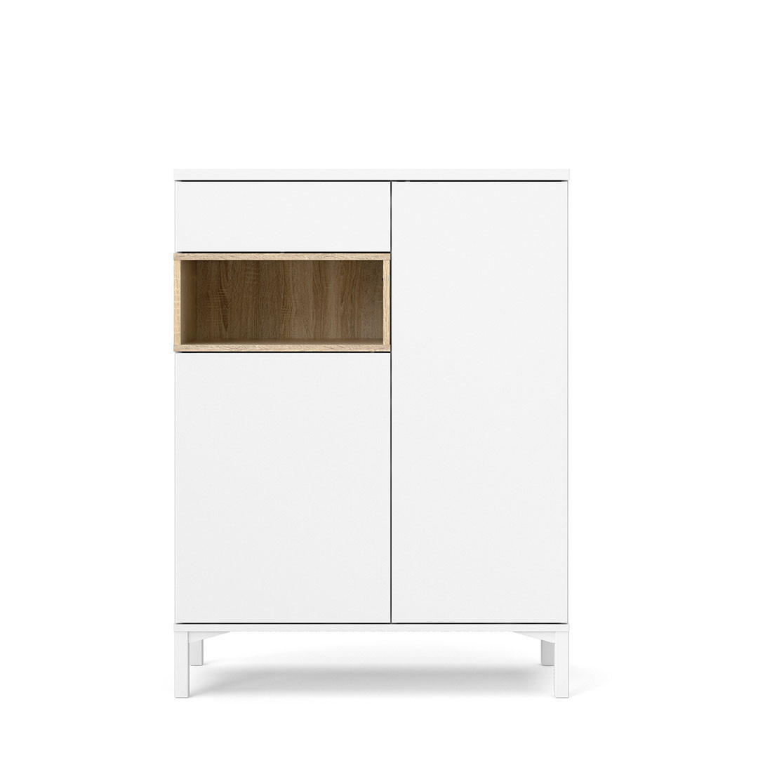 SIDEBOARD Ringe Weiß 89/37/119 cm - Weiß, Holzwerkstoff (89/119/37cm) - ebuy24