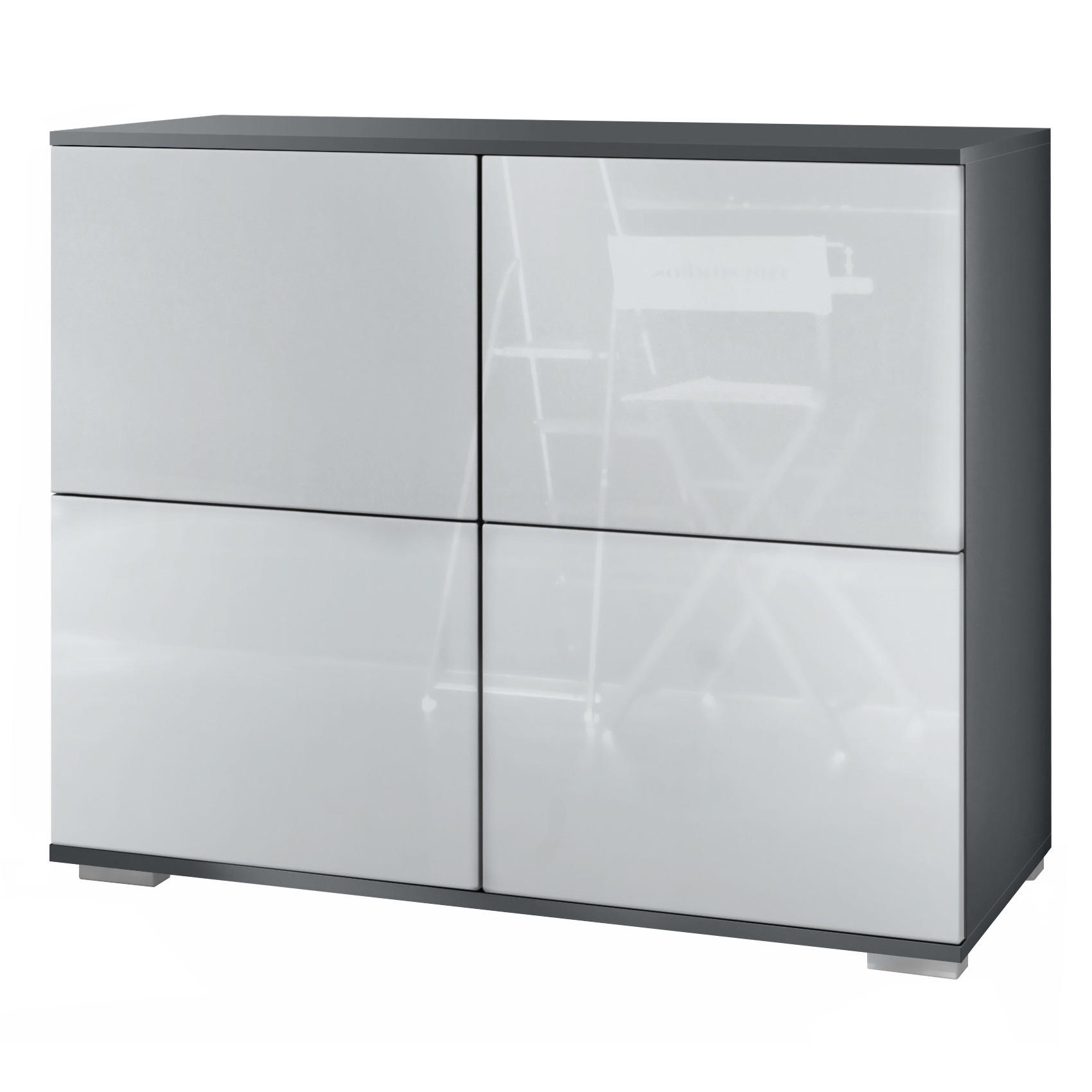KOMMODE Rova Weiß Hochglanz - Weiß Hochglanz, Holzwerkstoff (92.5/75.5/35cm) - Vladon