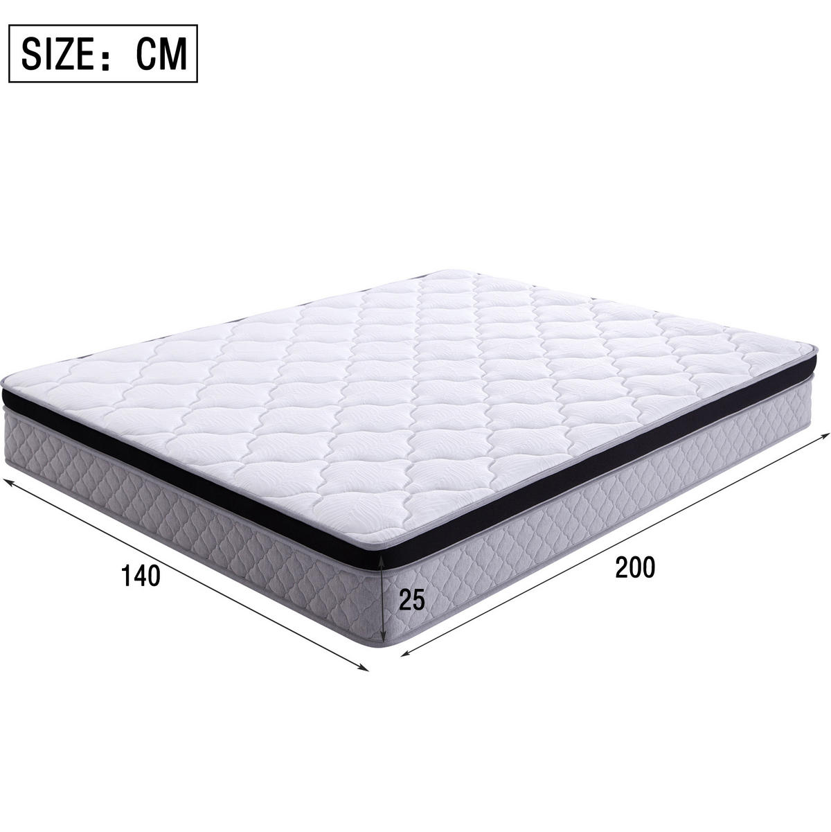 MATRATZE 140/200 cm aus Stoff & Metall, Weiß - Weiß, Textil (140/200cm) - OKMYHOME