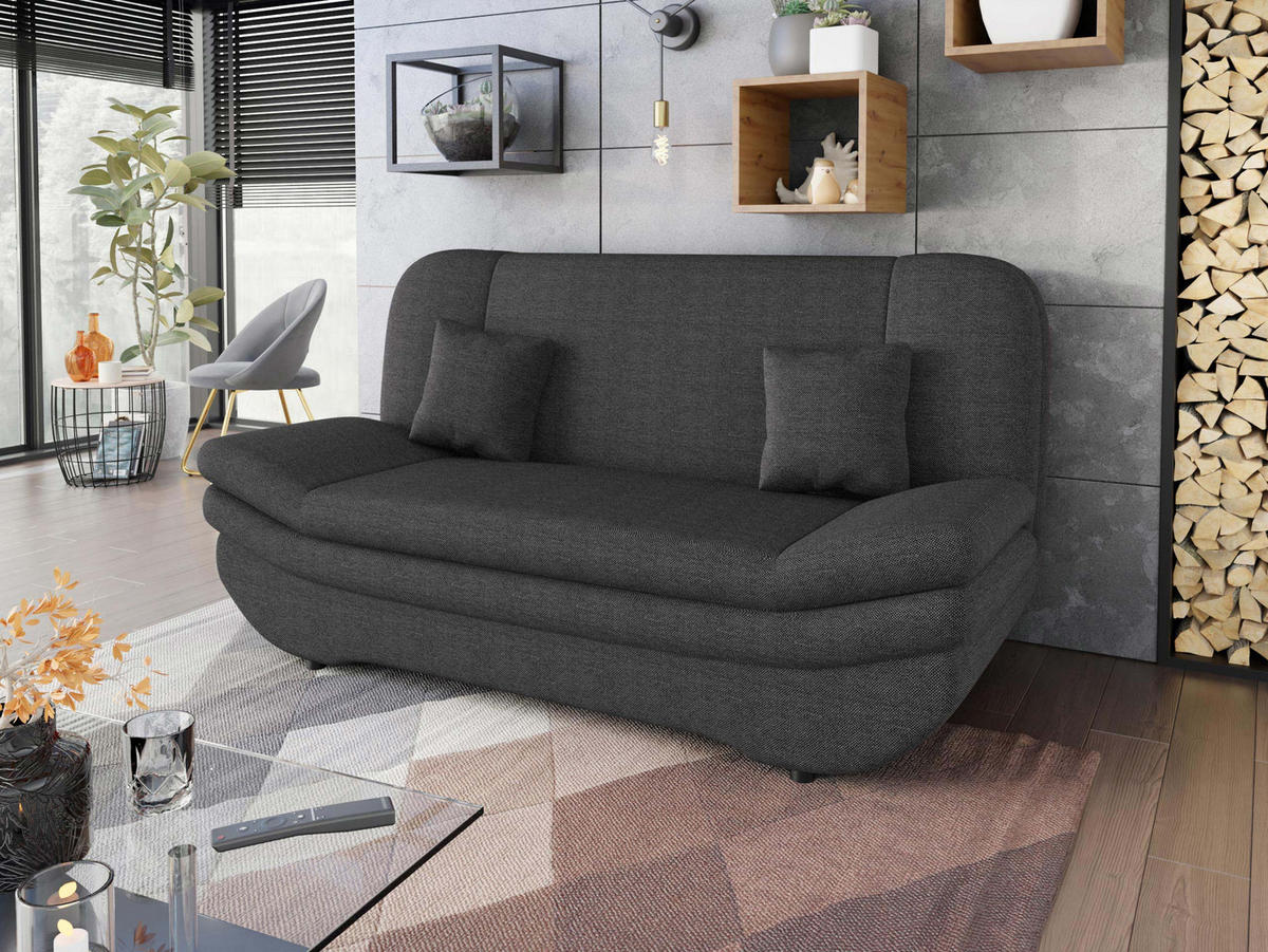 SCHLAFSOFA Weronika - Dunkelgrau/Schwarz, Holz/Kunststoff (200/95/90cm) - MIRJAN24
