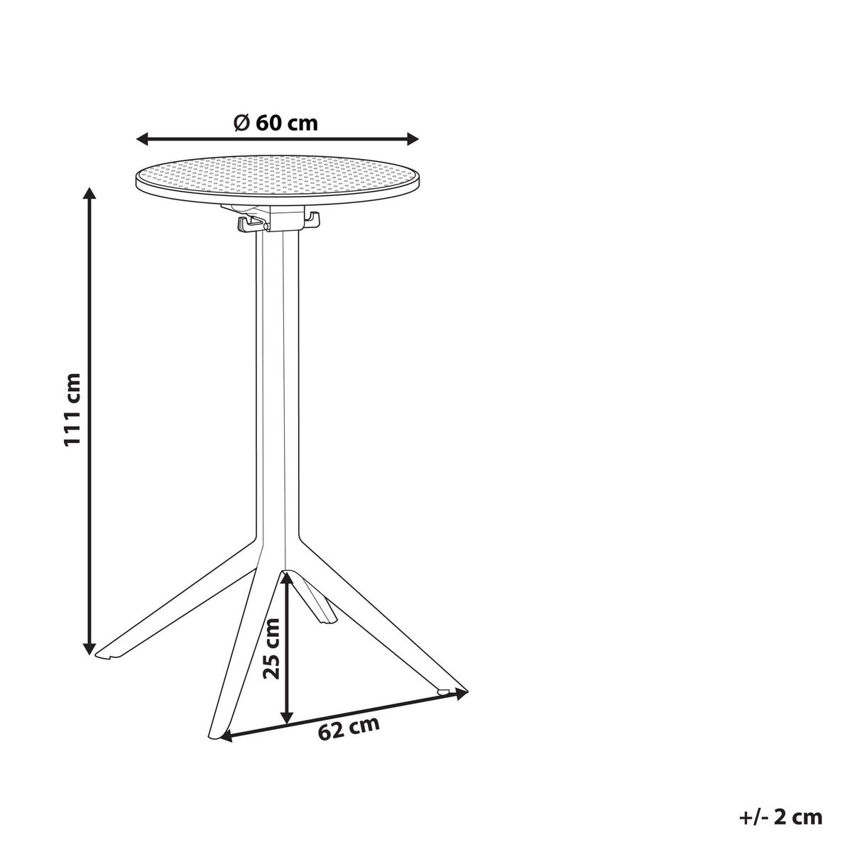 GARTEN-BARTISCH 60/60 cm Schwarz Legrena - Schwarz, Kunststoff (60/60/111cm) - Beliani