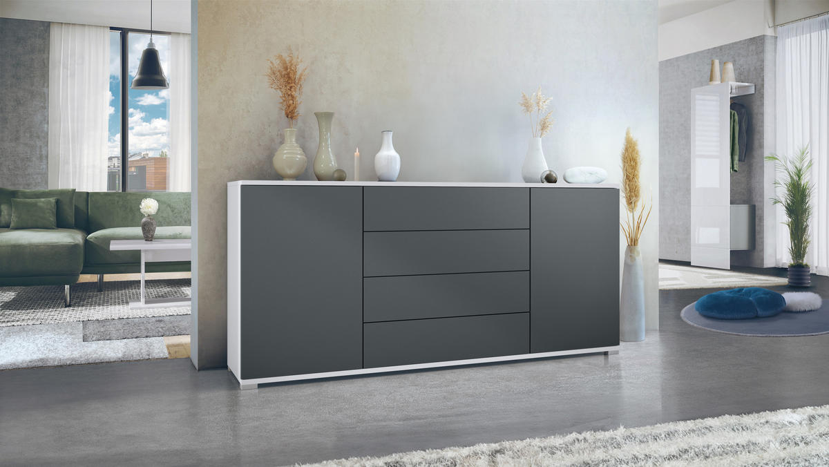 SIDEBOARD Santo Anthrazit matt - Anthrazit, Holzwerkstoff (166.5/75.5/35cm) - Vladon