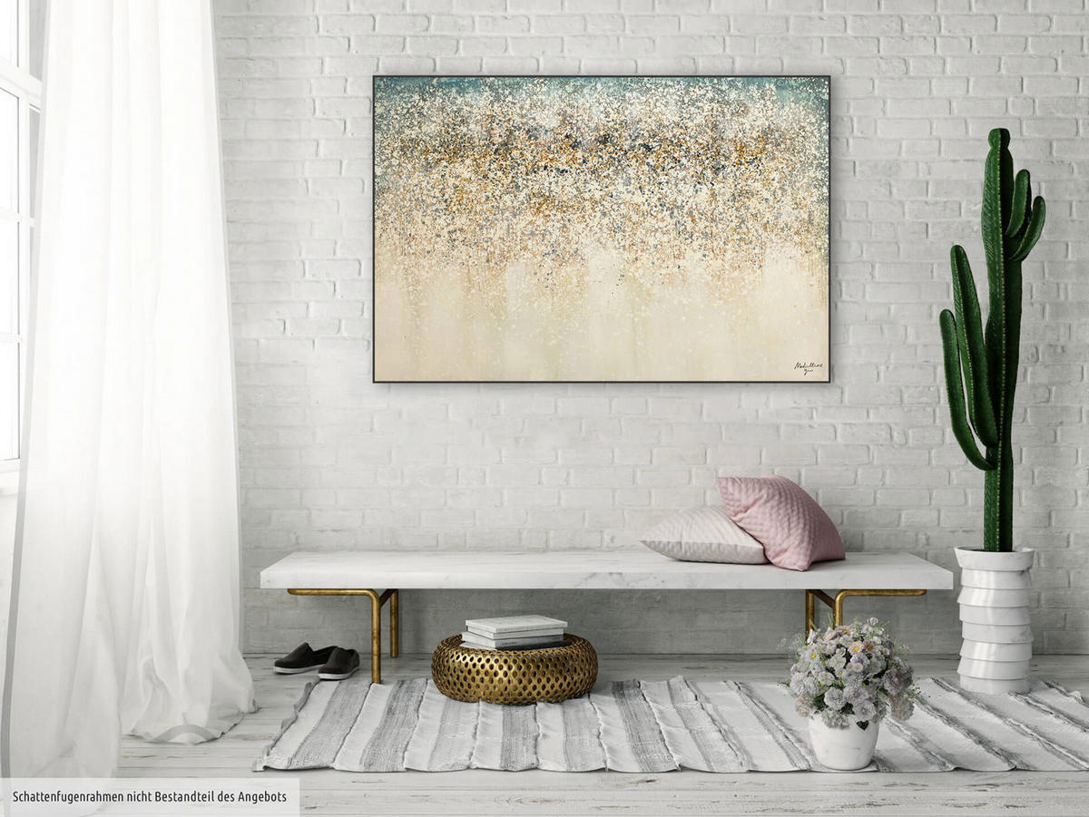 ACRYLBILD HANDGEMALT 120/80 cm - Blau/Beige, Holz/Textil (120/80cm) - KUNSTLOFT