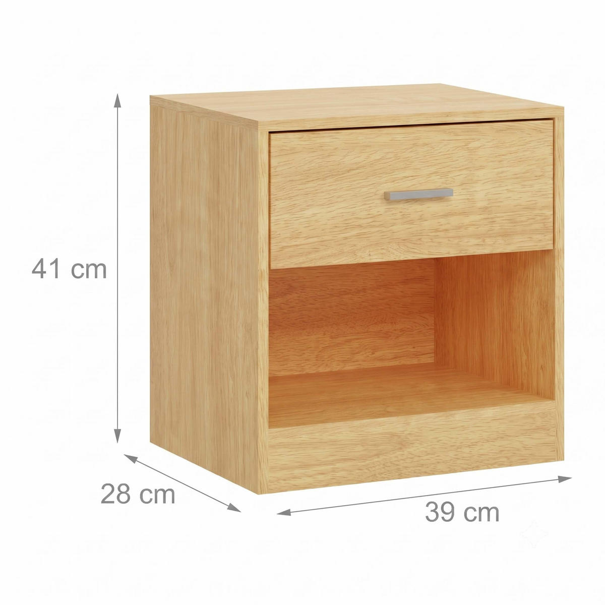 NACHTTISCH Holzoptik mit Schublade - Hellbraun, Holzwerkstoff (39/41/28cm) - Relaxdays