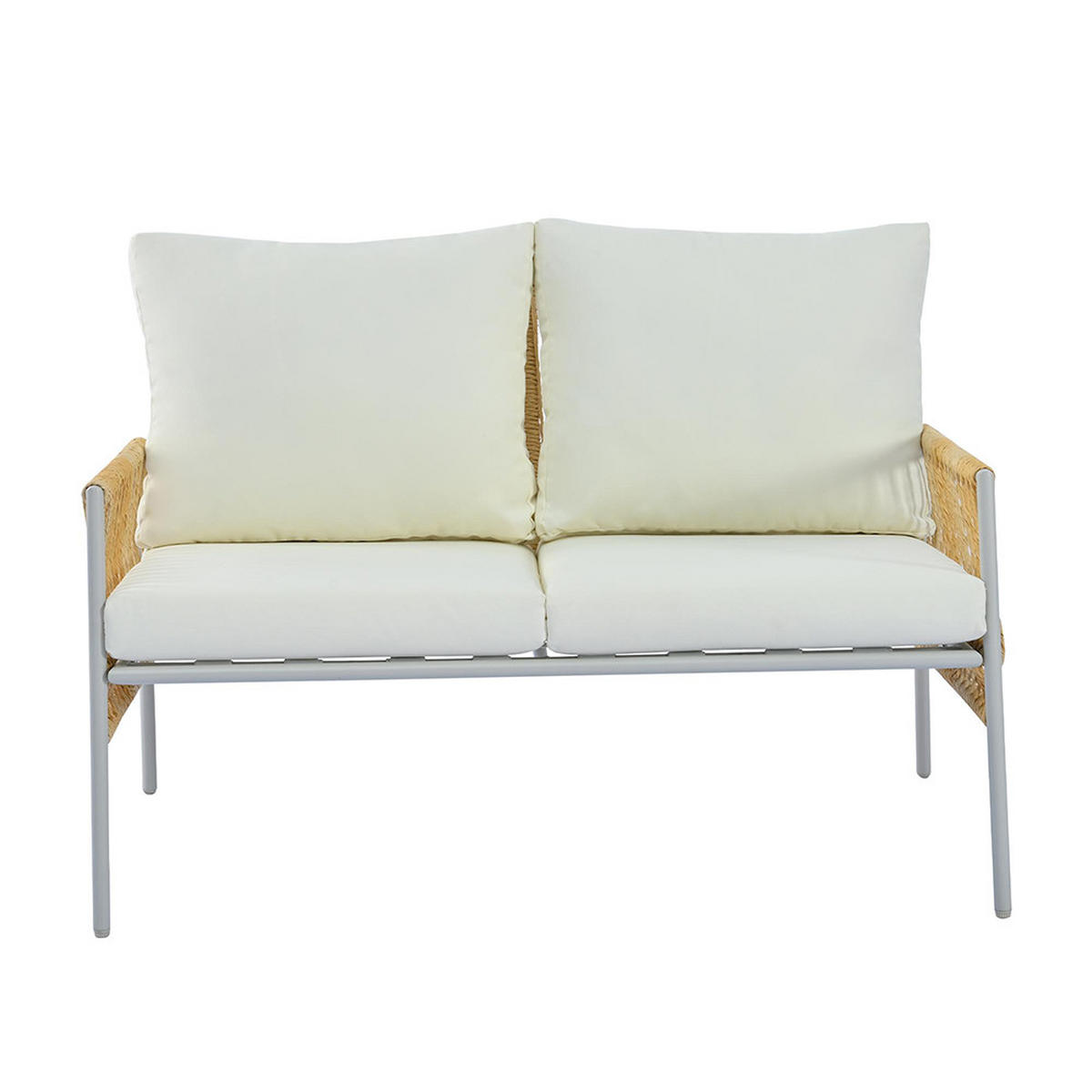 LOUNGEGARNITUR 7 Sitzplätze, Sitzkissen abnehmbar und waschbar, beige - Beige, Metall - KOMHTOM