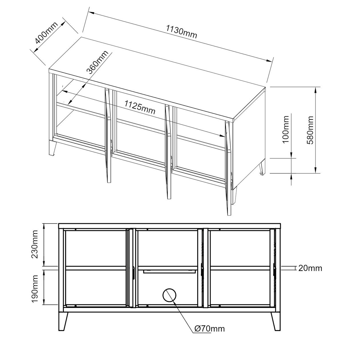 SIDEBOARD Kotka - Schwarz, Metall (113/58/40cm) - [en.casa]