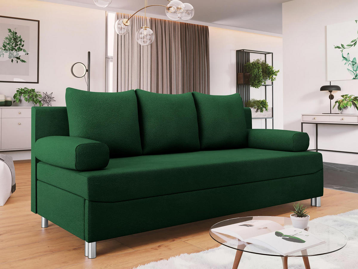 SCHLAFSOFA Dover - Chromfarben/Grün, Holz/Kunststoff (192/86/80cm) - MIRJAN24
