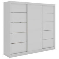 SCHWEBETÜRENSCHRANK mit Schubladen 240 - MACEDONIA - Weiß - Alufarben/Weiß, Holzwerkstoff/Metall (240/216/61cm) - MKS