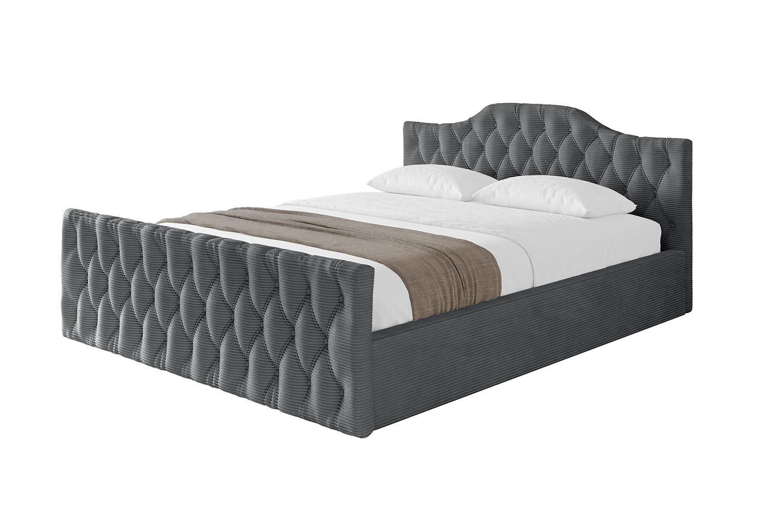 POLSTERBETT mit Bettkasten, Fußteil und Lattenrost, Boxbett mit Matratze H3/H4 - FALIO-Z-V1 180x200 Dunkelgrau - Anthrazit, Holzwerkstoff/Textil (180/200cm) - ALTDECOR