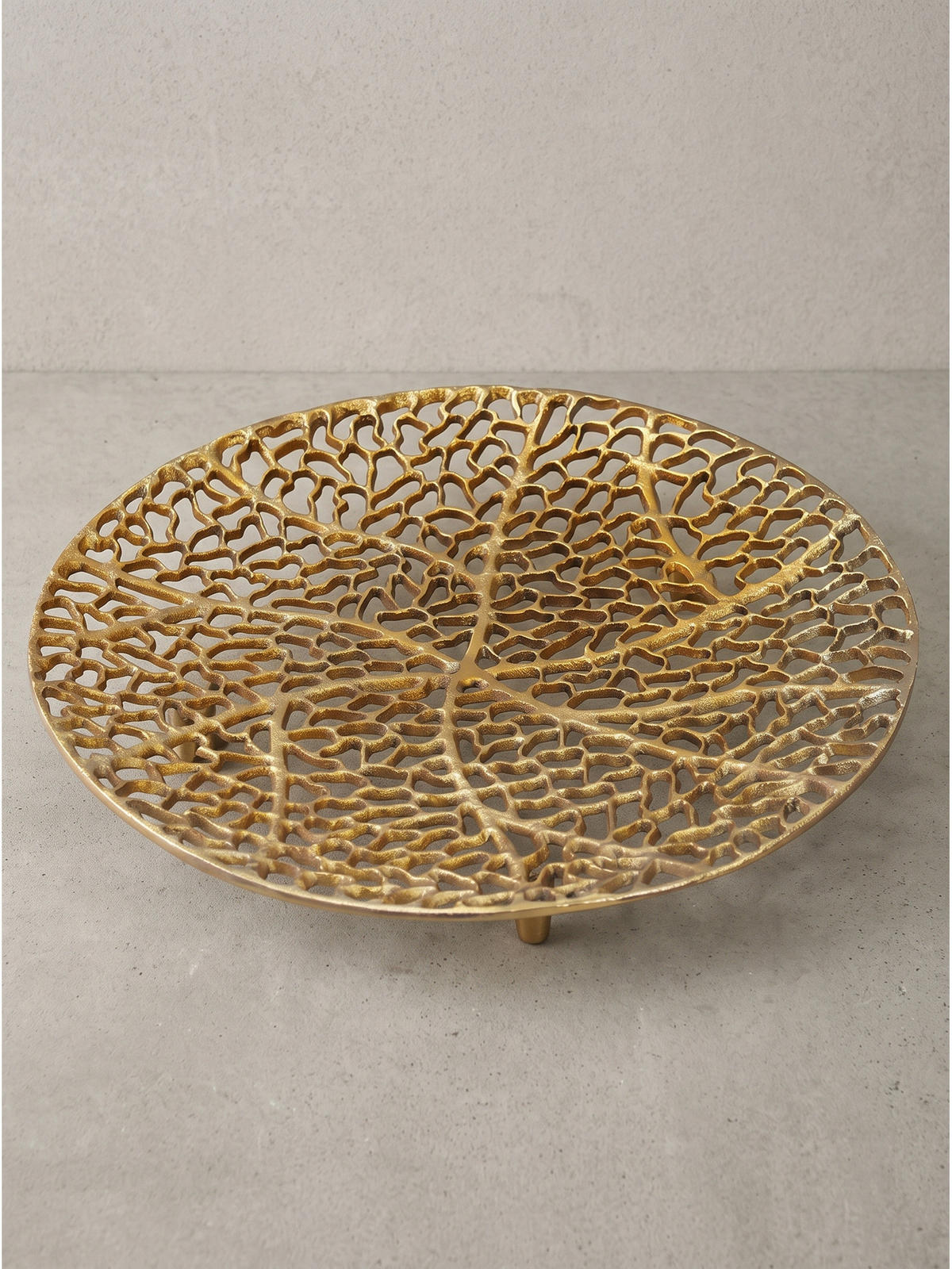 DEKOSCHALE ASTLUX, Aluminium, handgefertigt, Gold, Ø 44 x 4 cm - Goldfarben, Metall (44/4cm) - KADIMA DESIGN