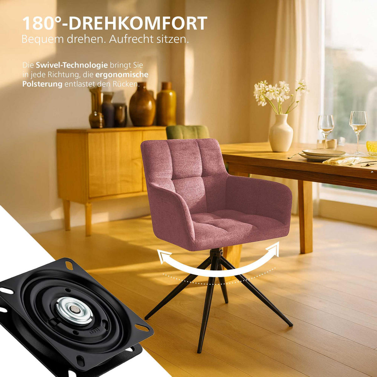 ARMLEHNENSTUHL 2er Set Stoff Rubinrot - Rot/Schwarz, Textil/Metall (59/87/59cm) - CLP