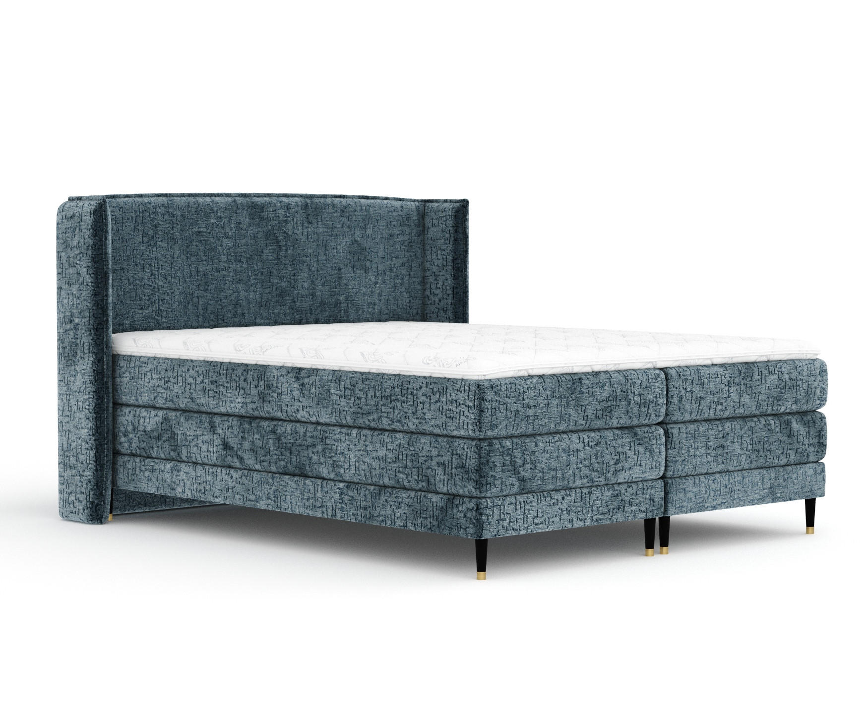 BOXSPRINGBETT Carizzo Blau Grau 180/200 cm mit Matratze und Topper - Blaugrau/Schwarz, Holz/Holzwerkstoff (180/200cm) - Maison de Reve