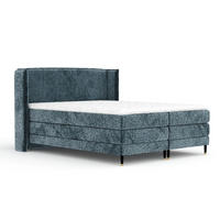 BOXSPRINGBETT Carizzo Blau Grau 180/200 cm mit Matratze und Topper - Blaugrau/Schwarz, Holz/Holzwerkstoff (180/200cm) - Maison de Reve