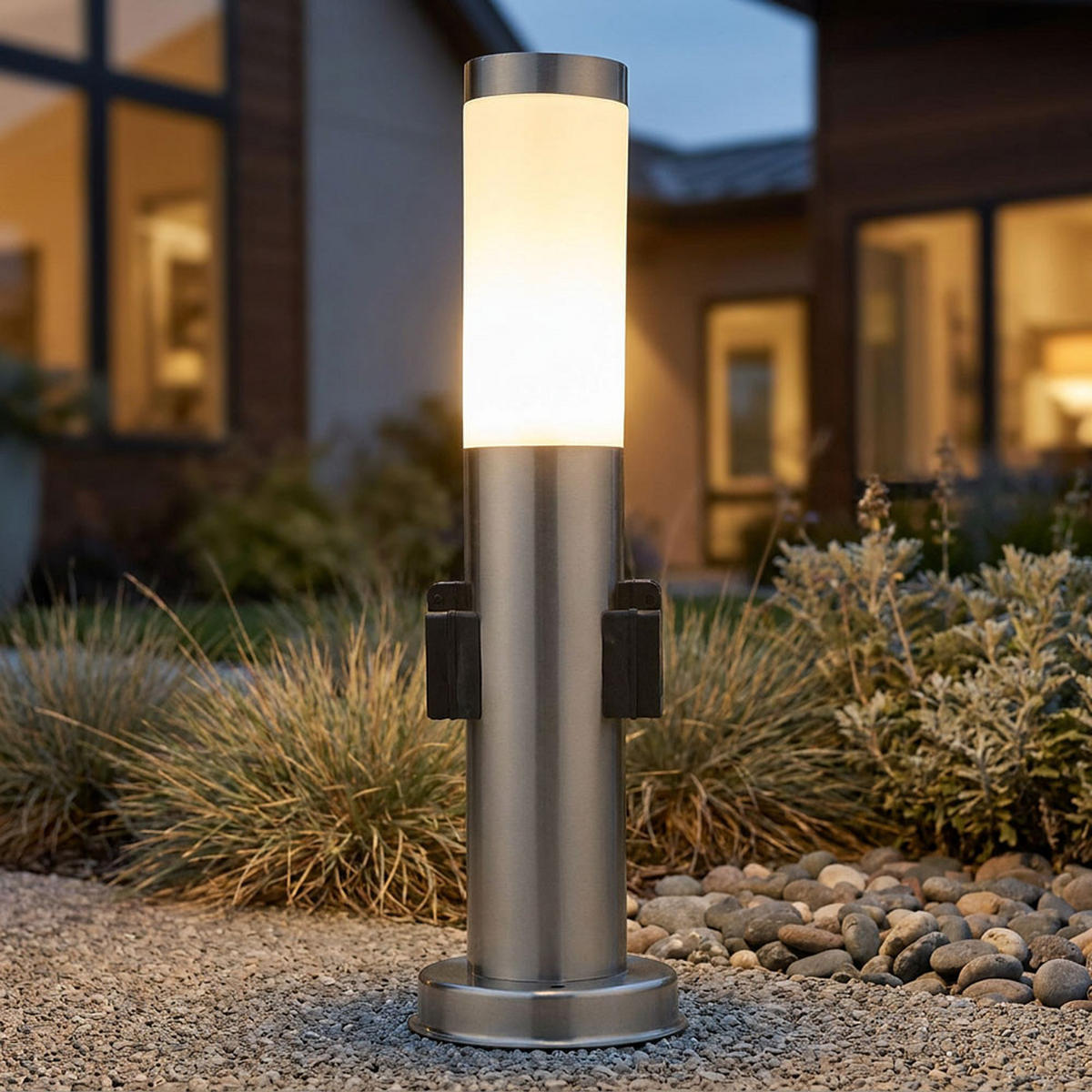 LED WEGELEUCHTE Silber Metall - Silberfarben, Metall (8/8/45cm) - Globo Lighting