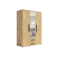 KLEIDERSCHRANK Maxivo Artisan Eiche, dreitüriger Kippschrank mit Schubladen und Spiegel, Erweiterung - Schwarz/Eiche Artisan, Holzwerkstoff (150/248/59cm) - Bettso