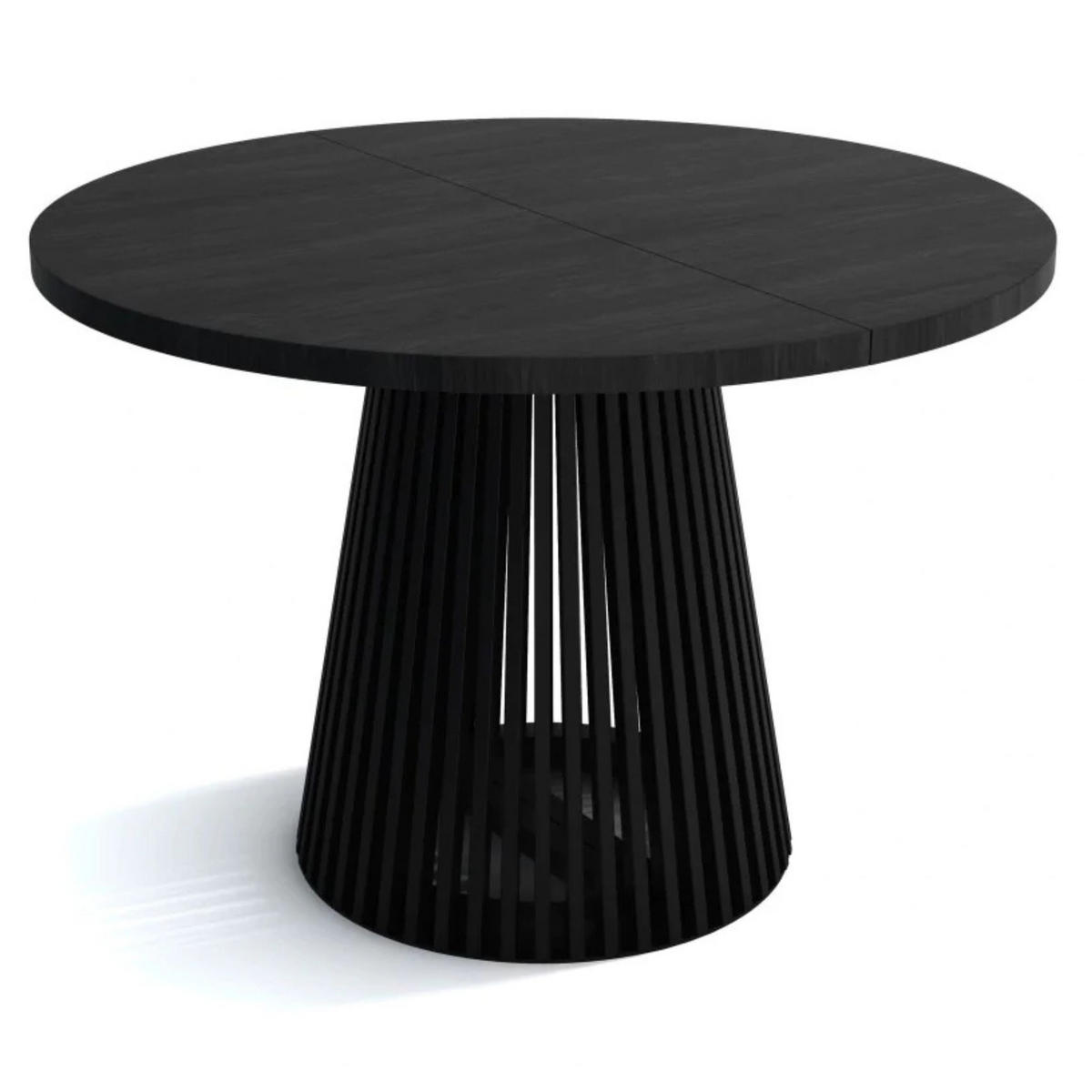ESSZIMMERTISCH DUSTO, ausziehbarer Tisch Durchmesser:120 cm bis 220 cm, Wohnzimmertisch Farbe: Schwarz, mit Holzbeinen in Farbe Schwarz - Schwarz, Holzwerkstoff (120/120/79cm) - Sepro Meble