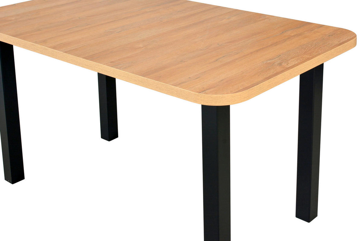 ESSTISCH Wenus 2, 140-180/80 cm, grandson - Birkefarben/Schwarz, Holz (80/140/76cm) - Leaf Design