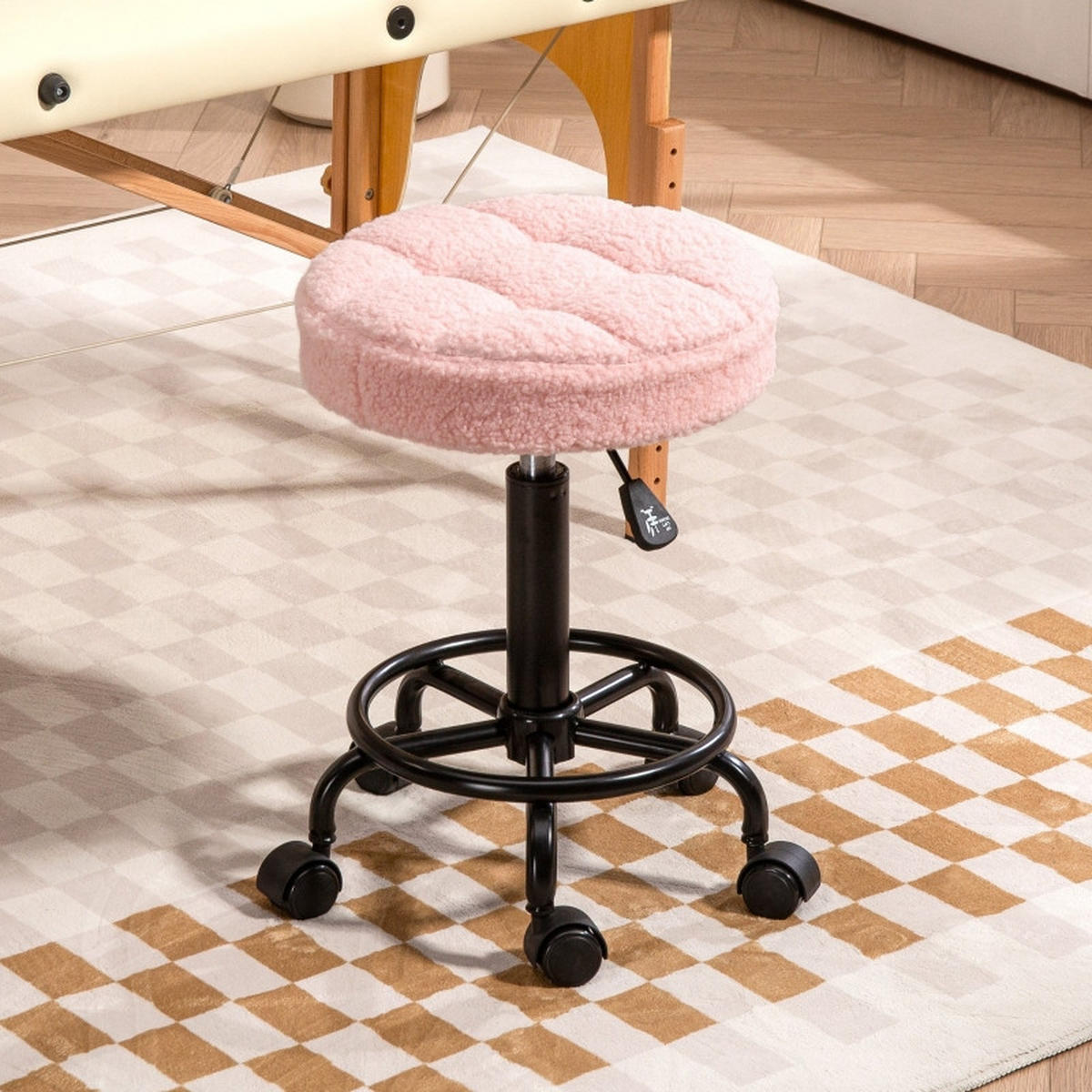 DREHSTÜHLE Rollhocker höhenverstellbar 360° Rosa - Pink, Metall (50/66/50cm) - SHOPENTRA