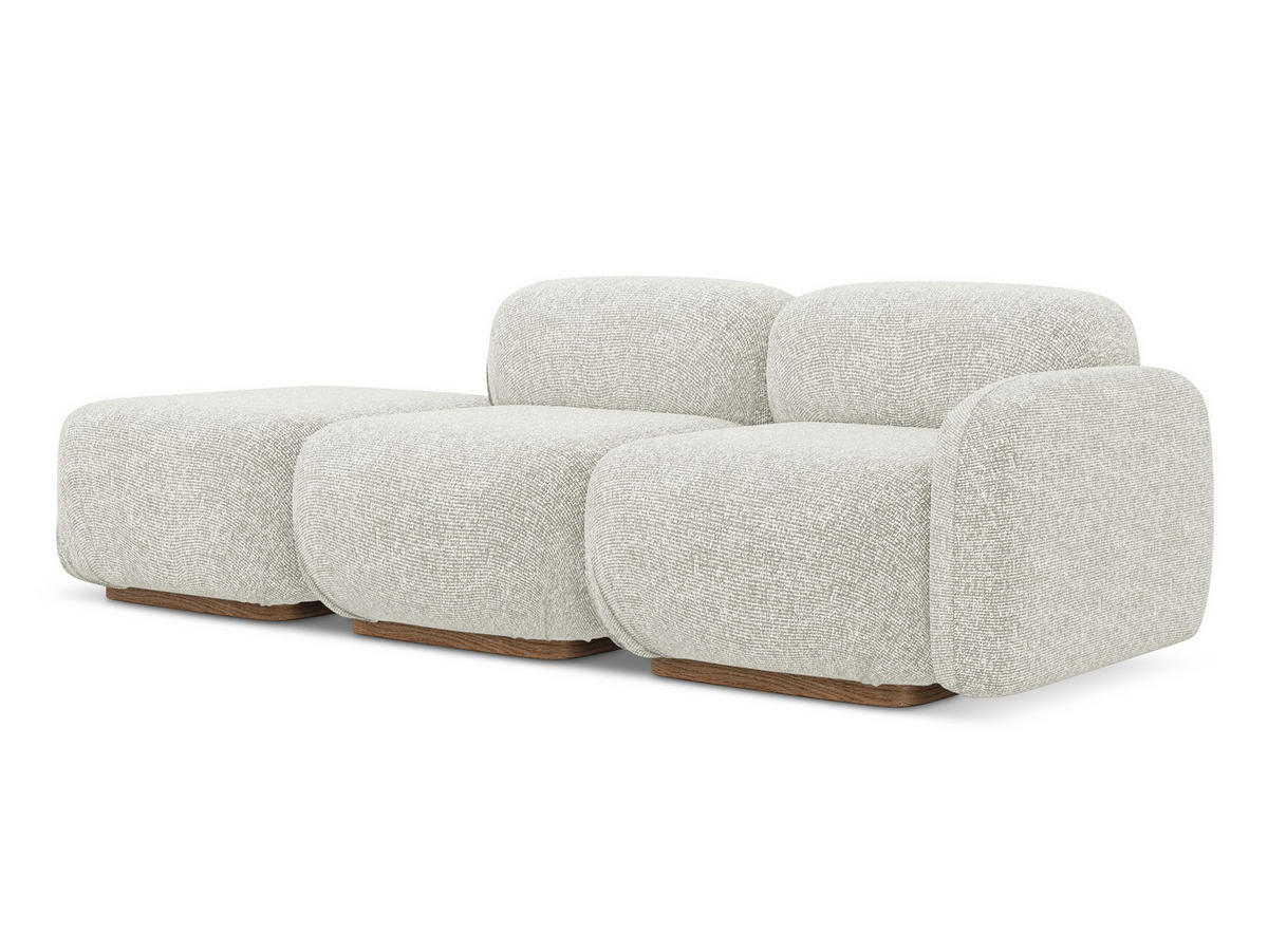 3-SITZER SOFA Links Strukturstoff Stoff Beige - Beige/Creme, Holz/Textil (258/73/95cm) - Makamii