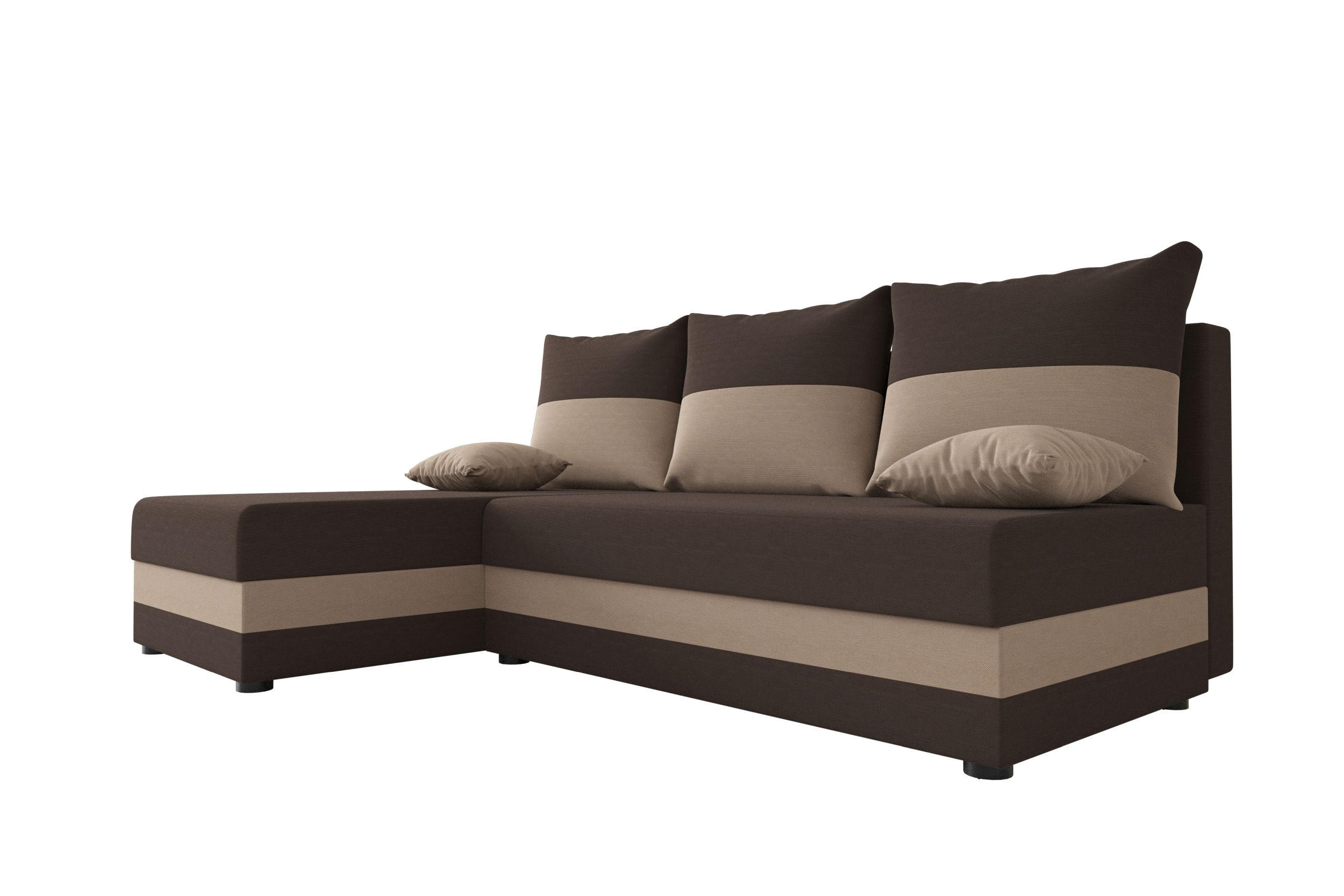 ECKSOFA HEWLET L Rainbow 41+05 Links mit Schlaffunktion - Braun, Textil (200/140cm) - Bedante