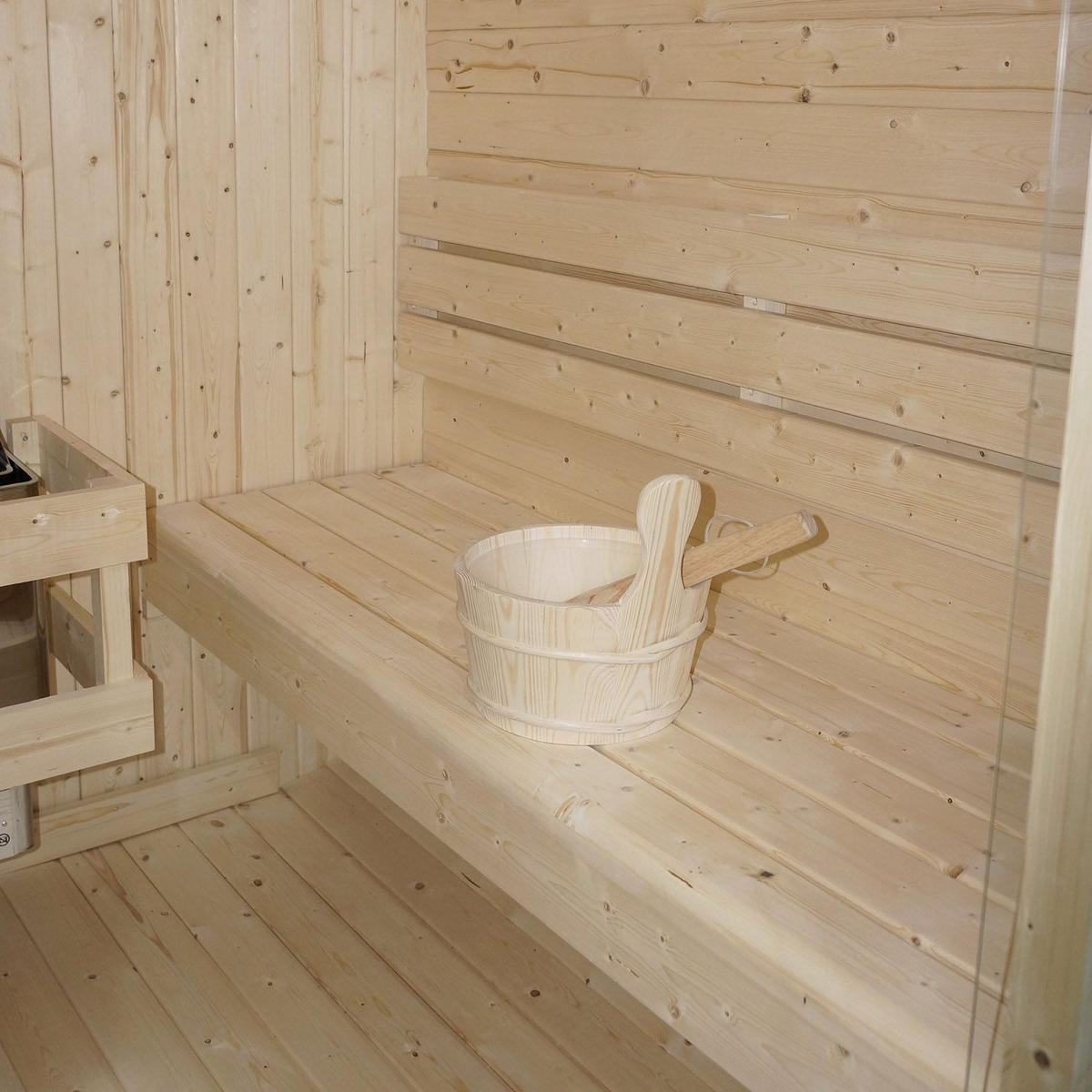 FASSSAUNA Nolvik L inkl. Zubehör-Set - Naturfarben, Holz (185/194/180cm) - Artsauna