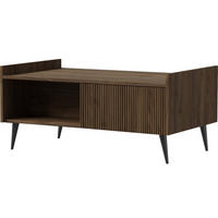 COUCHTISCH Arysa Nussbaum Braun Holzoptik 100/45/60 cm - Walnussfarben/Schwarz, Holzwerkstoff/Metall (60/100/45cm) - WFL GROUP