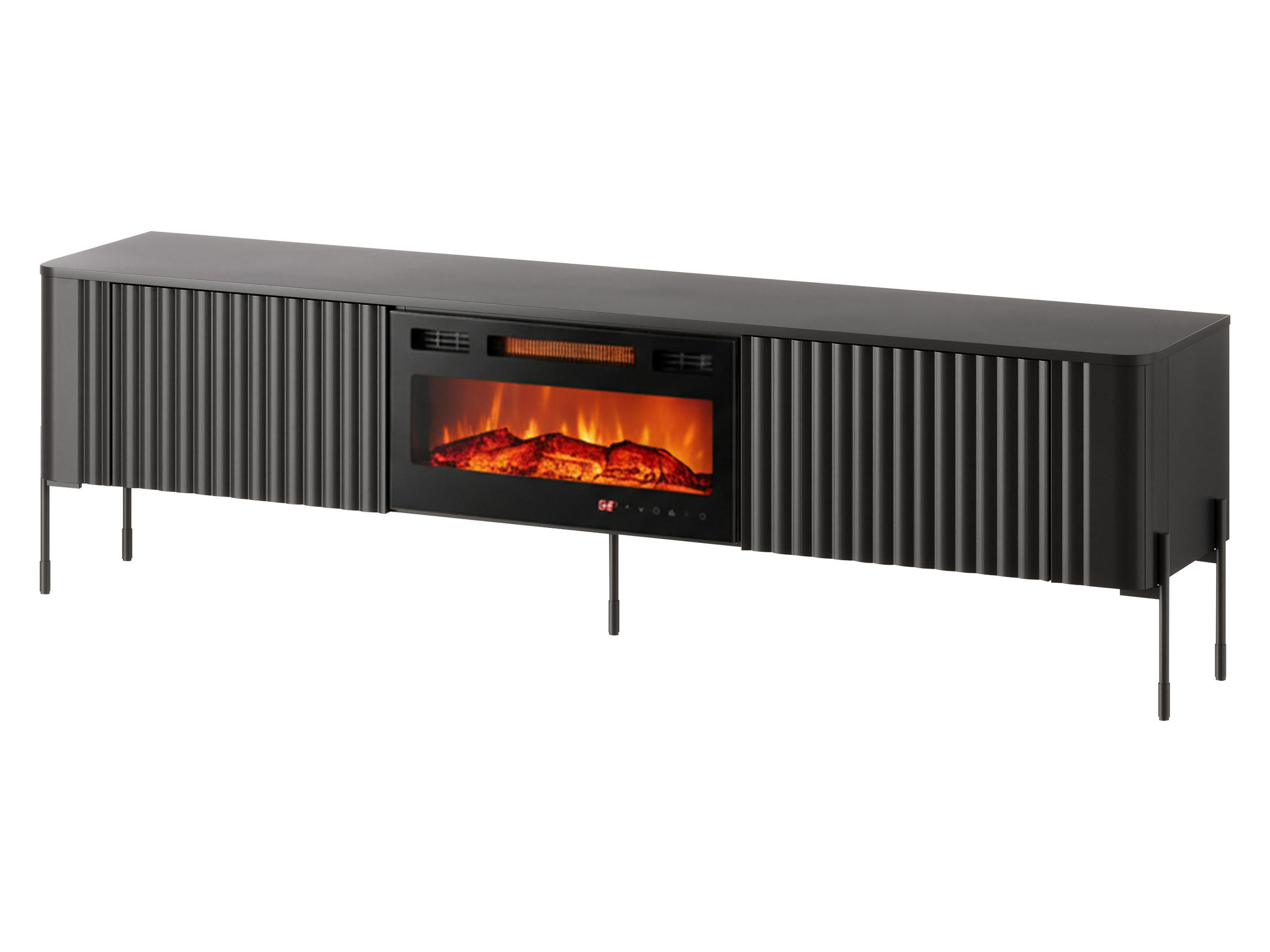TV-LOWBOARD Vera 190 EF mit Kamin - Schwarz, Holzwerkstoff/Metall (190/55/40cm) - MIRJAN24