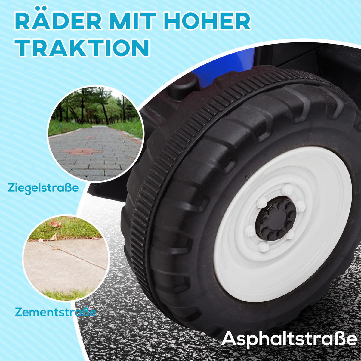 KINDER ELEKTROAUTO, Blau/Grün/Rot, Kunststoff+ Metall - Blau, Metall (136.5/50/52.5cm) - HOMCOM